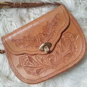 Vintage Embossed Saddle Bag